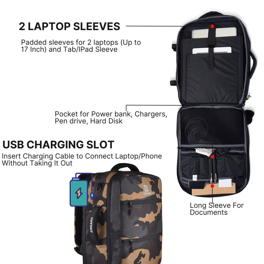 Army travel backpack laptop compartment