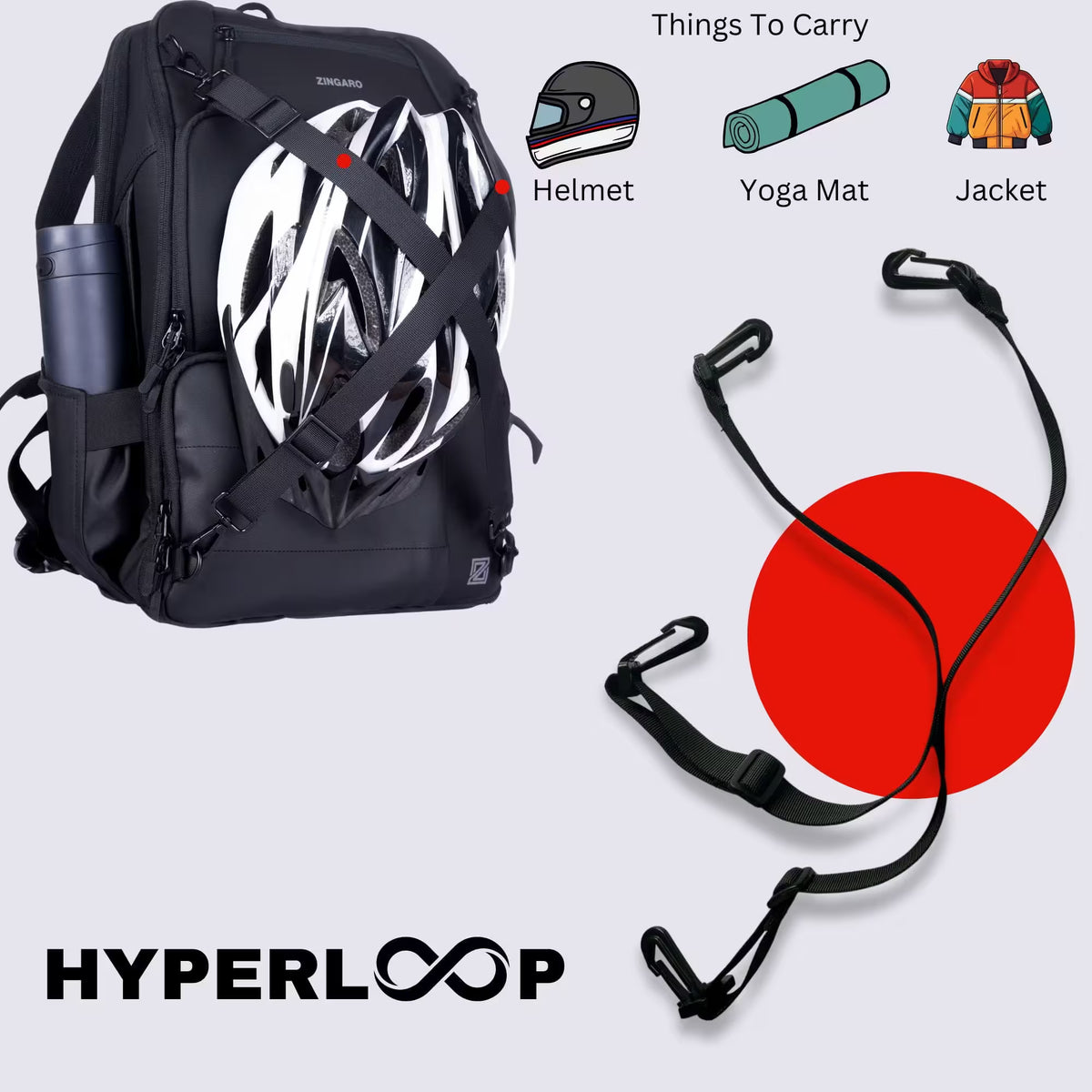 Hyperloops for helmet yoga mat jacket