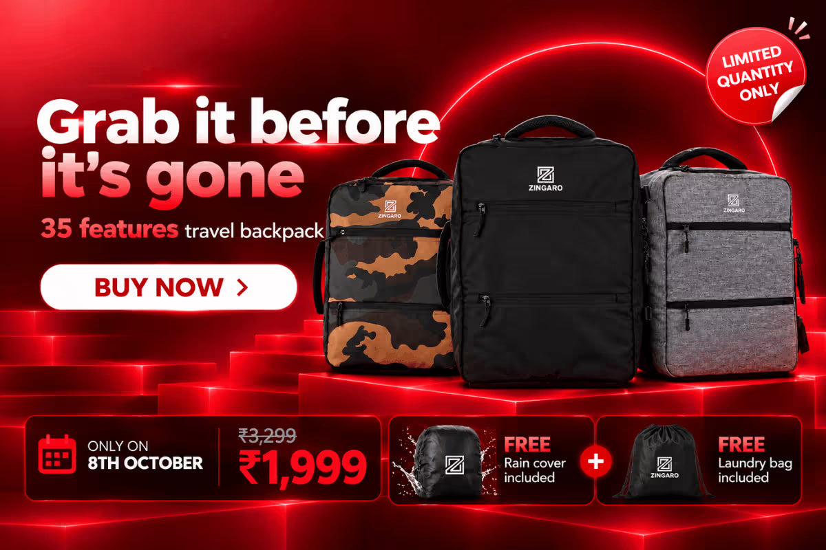 Zingaro travel backpack grab it before its gone offer price banner