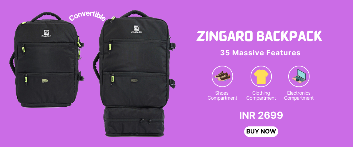 Zingaro Backpack-35 Massive features-Best travel backpack in India-Travel backpack with Clothing compartment shoes compartment laptop compartment-Professional travel backpack with clothes compartment