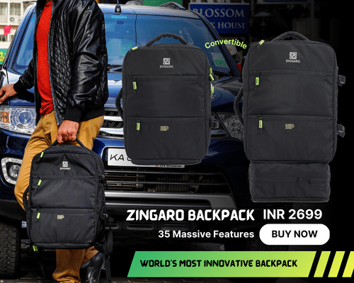 Zingaro Backpack-With 35 massive feature- Best travel backpack in India with many compartments- Best travel backpack in India with clothing- electronics-shoes compartment- Travel backpack in India with multiple features- Best travel backpack in India with clothing compartment at best price