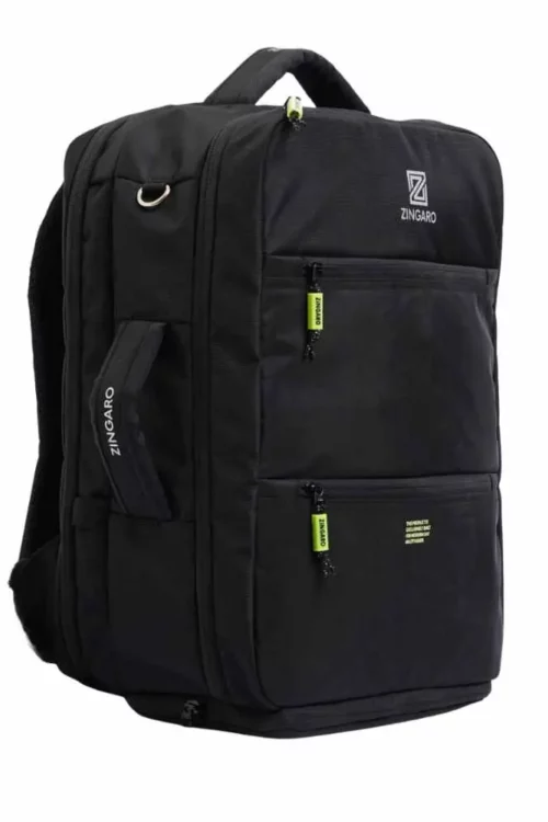 Zingaro City Solid Black 40L waterproof laptop backpack with 35 massive features