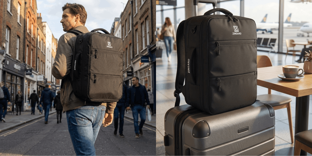 Zingaro 40l waterproof travel backpack for men women with laptop compartment