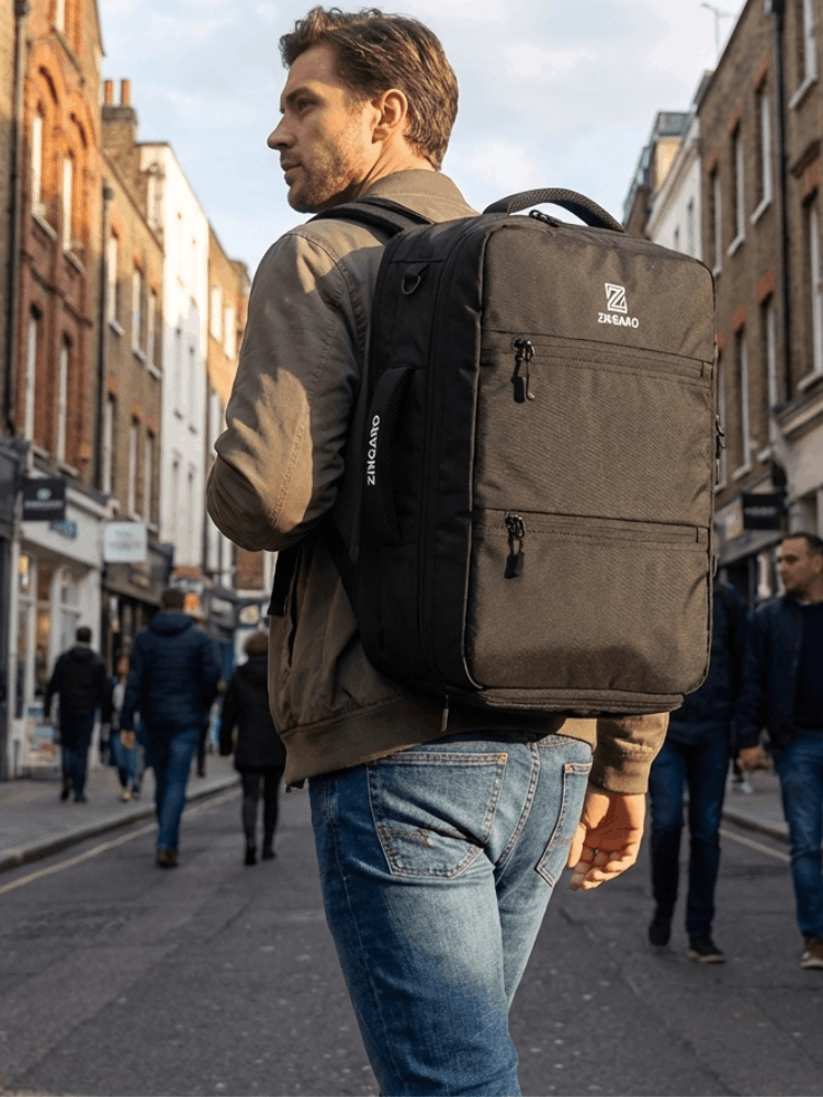 Zingaro 40l large convertible waterproof travel backpack for men women with laptop compartment