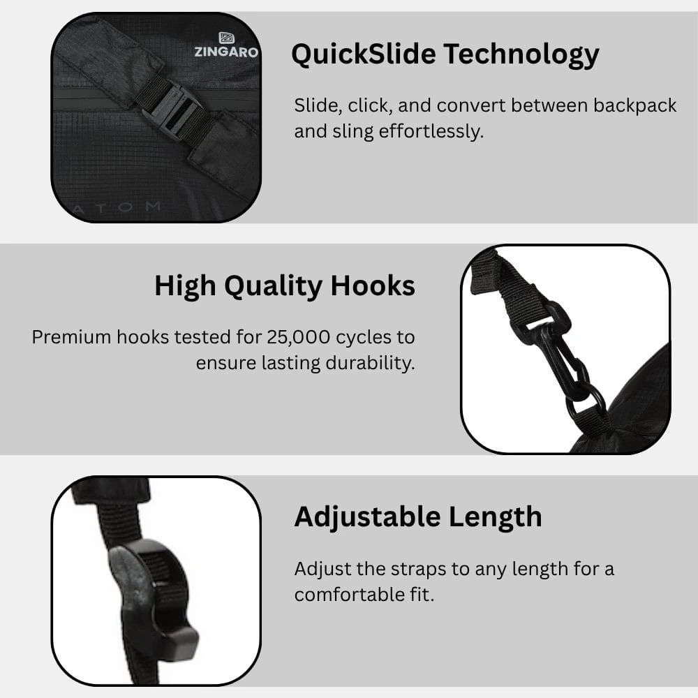 Zingaro atom small waterproof travel rucksack daypack backpack with high quality durable hooks